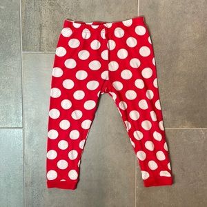 Red and white polkadot toddler leggings, 3T